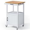 Qsun Kitchen Cart with Drawer, Small Kitchen Island on Wheels, Microwave Cart, Small Home Coffee Bar, Microwave Stand, Rolling Kitchen Island Cart with Side Hook, White view 1