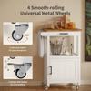 Qsun Kitchen Cart with Drawer, Small Kitchen Island on Wheels, Microwave Cart, Small Home Coffee Bar, Microwave Stand, Rolling Kitchen Island Cart with Side Hook, White view 4