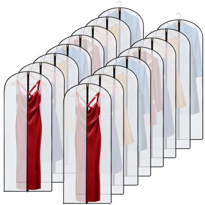 Amylove 20 Pcs 24 x 60 Inch Garment Bags Bulk Hanging Clothes Storage Covers for Closet Organization Dustproof Long Dress Bag Set for Wedding Dresses Gowns Coats Travel Suit