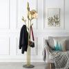 TOMYEUS Coat Rack Leaf Standing Coat Rack Iron Frame Black Marble Base Shelf Bedroom Home Nordic Creative Standing Coat Rack Large Hanger Coat Rack Hat Stand view 3