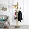 TOMYEUS Coat Rack Leaf Standing Coat Rack Iron Frame Black Marble Base Shelf Bedroom Home Nordic Creative Standing Coat Rack Large Hanger Coat Rack Hat Stand view 4