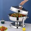 Helikim Stainless Steel Chafing Dish with Hanging Cover, Catering Buffet Warming Container Set Includes Food Pan, Water Pan, Fuel Holder, for Party Wedding Buffet Equipment,Gold view 2