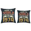 50 Birthday Making the world a better place since 1974 Throw Pillow view 3