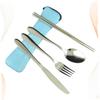 Hemoton 1set Portable Stainless Steel Cutlery Set Lightweight Travel Tableware with Chopsticks Fork Spoon for Camping Picnics and Home Use Sky Set view 4