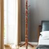 kongArnolsen Wood Coat Rack Hall Tree, Stable Triangle Base Coat Tree with 3 Height Options and 9 Hooks, Vintage Coat Rack Freestanding for Hall Entryway, Bedroom and Home Office (Walnut) view 3