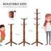 kongArnolsen Wood Coat Rack Hall Tree, Stable Triangle Base Coat Tree with 3 Height Options and 9 Hooks, Vintage Coat Rack Freestanding for Hall Entryway, Bedroom and Home Office (Walnut) view 4