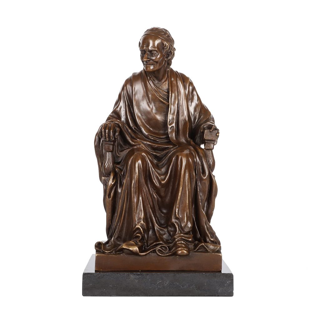 NILEEBUKER 13.8" H Bronze Voltaire Statue French Famous Litterateur Sculpture Collectible Figurine Home Decor