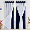 Hiasan Blackout Curtains with Sheer Overlay 84 Inches Long, Thermal Insulated Mix & Match Double Layer Window Curtains for Bedroom, Living Room, Nursery, 2 Panels with Tiebacks, Navy Blue, 60W X 84L view 1