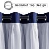 Hiasan Blackout Curtains with Sheer Overlay 84 Inches Long, Thermal Insulated Mix & Match Double Layer Window Curtains for Bedroom, Living Room, Nursery, 2 Panels with Tiebacks, Navy Blue, 60W X 84L view 2