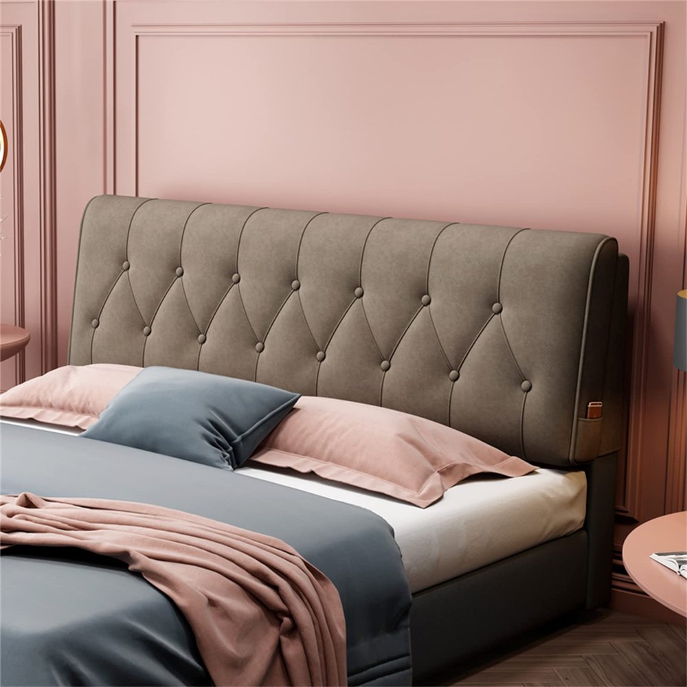 Large Headboard Cushion Wedge Bed Rest Reading Pillow Soft Backrest Positioning Support Bolster for Day Bed Bunk Bed Dorm with Removable Cover,C,No headboard King 70.8"