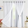 Hiasan Blackout Curtains with Sheer Overlay, Thermal Insulated Privacy Double Layer Mix & Match Grommet Window Curtains for Bedroom, Living Room, 2 Drape Panels with Tiebacks, Greyish White, 60W X 84L view 1