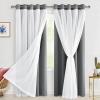 Hiasan Blackout Curtains with Sheer 84 Inches Long, Grommet Thermal Insulated Mix & Match Double Layer Window Curtains for Bedroom, Living Room, 2 Drape Panels with Tiebacks, Grey, 60W X 84L view 1