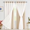 Hiasan Mix & Match Blackout Curtains with Sheer Overlay, Thermal Insulated Privacy Double Layer Room Darkening Window Curtains for Bedroom, Living Room, 2 Panels with Tiebacks, Beige, 60W X 84L view 1