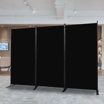CHOSENM Room Divider, 3 Panel Folding Privacy Screens with Wider Support Feet, 6 Ft Portable Room Partition for Room Separator, 102" W X 71" H, Black