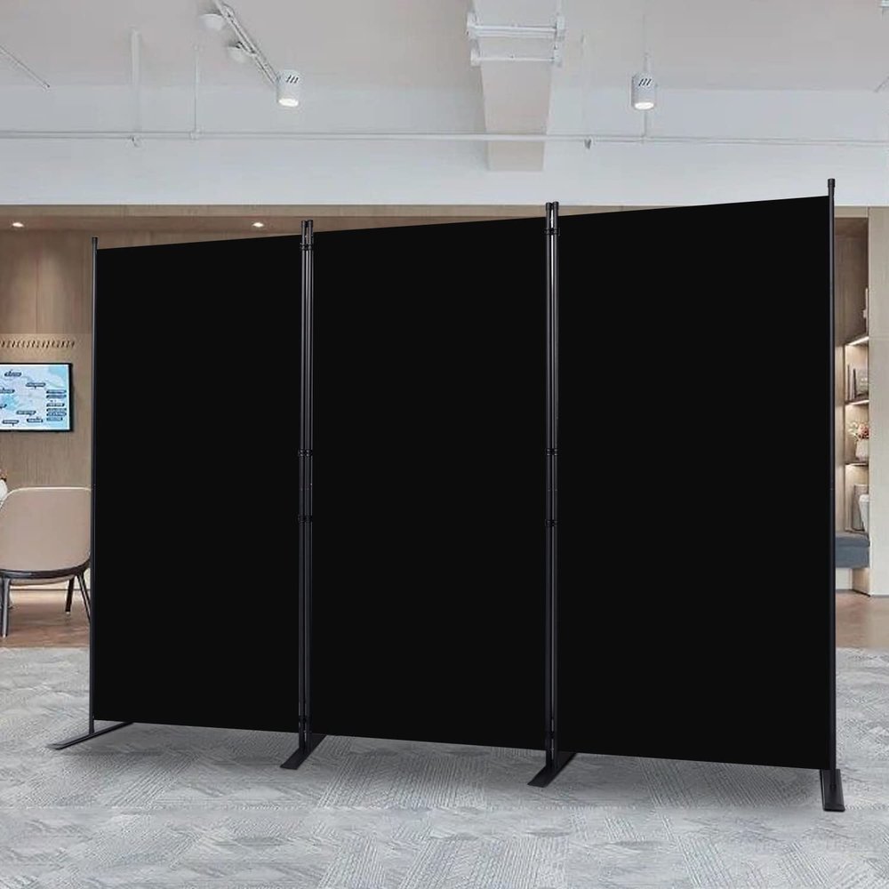 CHOSENM Room Divider, 3 Panel Folding Privacy Screens with Wider Support Feet, 6 Ft Portable Room Partition for Room Separator, 102" W X 71" H, Black