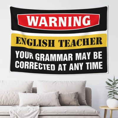 Man Cave Decor and Accessories Warning English Grammar Teacher Tapestry Bedroom Decor Wall Decor for Bedroom Aesthetic ( Size : 75X100CM )