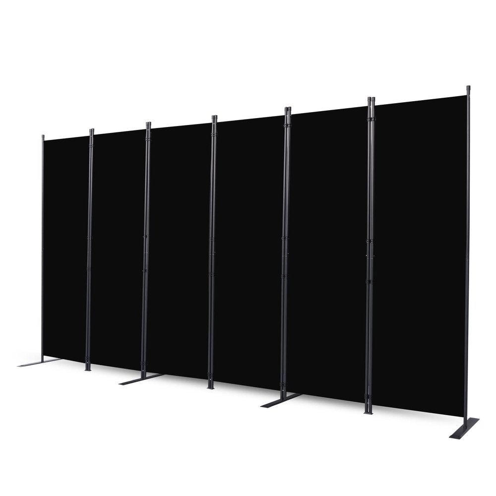 CHOSENM Room Divider, 6 Panel Folding Privacy Screens with Wider Support Feet, 6 Ft Portable Room Partition for Room Separator, 132" W X 71" H, Black