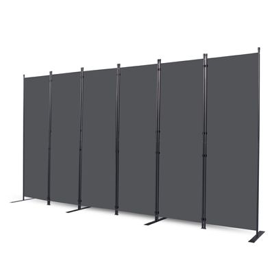 CHOSENM Room Divider, 6 Panel Folding Privacy Screens with Wider Support Feet, 6 Ft Portable Room Partition for Room Separator, 132" W X 71" H, Grey
