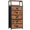 Furnulem Tall 5 Drawers Dresser, Vertical Storage Tower Fabric Dresser for Bedroom, Hallway, Entryway, Nursery, Closet Organizer, Nightstand Bedside Table Furniture, Sturdy Steel Frame, Wood Top view 1