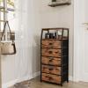 Furnulem Tall 5 Drawers Dresser, Vertical Storage Tower Fabric Dresser for Bedroom, Hallway, Entryway, Nursery, Closet Organizer, Nightstand Bedside Table Furniture, Sturdy Steel Frame, Wood Top view 2