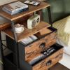 Furnulem Tall 5 Drawers Dresser, Vertical Storage Tower Fabric Dresser for Bedroom, Hallway, Entryway, Nursery, Closet Organizer, Nightstand Bedside Table Furniture, Sturdy Steel Frame, Wood Top view 4