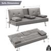Anwick Modern Leather Futon Sofa Bed,Convertible Folding Couch Recliner Sleeper Loveseat for Small Space,Apartment,Office,Dorm,with Cup Holders and Removable Armrest (Grey) view 2