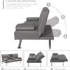 Anwick Modern Leather Futon Sofa Bed,Convertible Folding Couch Recliner Sleeper Loveseat for Small Space,Apartment,Office,Dorm,with Cup Holders and Removable Armrest (Grey) view 4