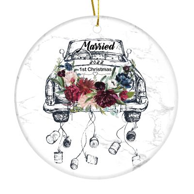 1st First Christmas Married Ornament Married Gift for Him Couple Presents Christma Wedding Gift (2022 Married 1st Christmas, Car Style 2)