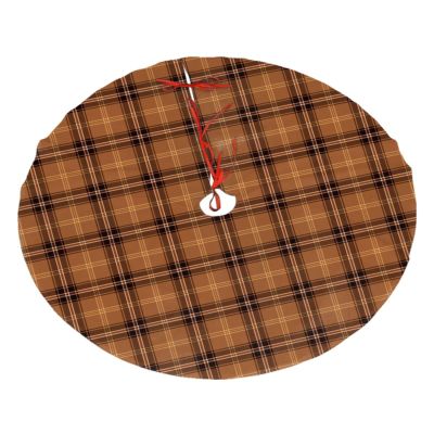 MIZIBAO Christmas Tree Skirt 30", Orange and Brown Rustic Plaid Xmas Tree Skirts Base Mat for Christmas Holiday Home Party Decorations Ornaments
