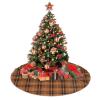 MIZIBAO Christmas Tree Skirt 30", Orange and Brown Rustic Plaid Xmas Tree Skirts Base Mat for Christmas Holiday Home Party Decorations Ornaments view 4
