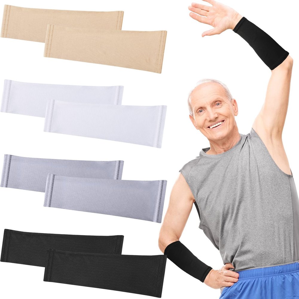 Eurzom 4 Pairs Skin Protection Sleeve for Arm Breathable Forearm Protector Arm Sleeve for Gardener Working Sport (9 Inch Long)
