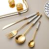 32 Piece Gold Silverware Set for 8 Kitchen Wedding Restaurant Cutlery Utensil Delicate Tableware Durable 18/10 Stainless Steel Flatware Sets With Nice design Include Spoons Forks Knifes Teaspoons view 2
