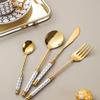 32 Piece Gold Silverware Set for 8 Kitchen Wedding Restaurant Cutlery Utensil Delicate Tableware Durable 18/10 Stainless Steel Flatware Sets With Nice design Include Spoons Forks Knifes Teaspoons view 4