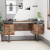 Home Office Desk, Writing Study Table Laptop Workstation with 4 Drawers Computer Desk with Metal Legs Wood Gaming Desk, for Home, Office, Bedroom, Study, Living Room view 1