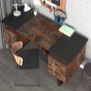 Home Office Desk, Writing Study Table Laptop Workstation with 4 Drawers Computer Desk with Metal Legs Wood Gaming Desk, for Home, Office, Bedroom, Study, Living Room view 3