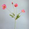 Artificial Papaver Rhoeas Fake Poppies Flowers Silk Papaver Rhoeas Flocking Stem Wedding Holiday Bridal Bouquet Photography Home Decor(Pink) view 1