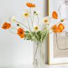 Artificial Papaver Rhoeas Fake Poppies Flowers Silk Papaver Rhoeas Flocking Stem Wedding Holiday Bridal Bouquet Photography Home Decor(Pink) view 4