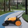 Walk-Behind Outdoor Hand Push Sweeper 14.53 gal Capacity Manual Vacuum Sweeper 41.34in Sweeping Width, 3680/h Orange view 3