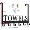 Over The Door Hooks, Towel Holder for Bathroom, Mount Rack Metal Bath Hanger Bedroom Kitchen Pool Beach Bathrobe Wall Hooks (6 Hooks, Black). view 3