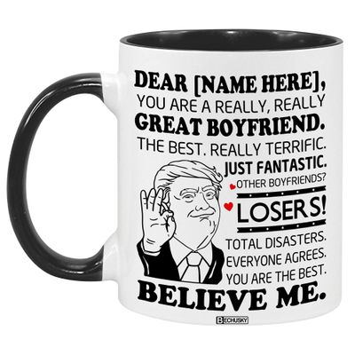 BECHUSKY Personalized Boyfriend Accent Mug Gift For Men On Fathers Day Christmas Birthday