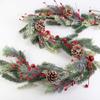 Artificial Snowy Country Pine Pip Berry and Bells Garland  Christmas Rustic Berries, Farmhouse Home Decor for Table Arrangements, Fireplace Mantel, and Holiday Centerpiece Decorations (60" Long) view 1