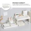 Housoutil Skincare Containers Desktop Storage Rack 2 Layers Cosmetic Organizer Shelf Countertop Stationary Rack Table Sundries Display Shelf for Kitchen Bathroom Office Dormitory White Pallet Racking view 3