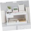 Housoutil Skincare Containers Desktop Storage Rack 2 Layers Cosmetic Organizer Shelf Countertop Stationary Rack Table Sundries Display Shelf for Kitchen Bathroom Office Dormitory White Pallet Racking view 4