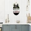 Welcome To Our Den Door Sign Home Decor Round Wood Wreaths Wall Hanging Sign Farmhouse Porch Sign Front Door Decoration for Housewarming Gift All Seasons Holiday,11In view 4