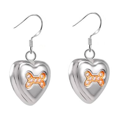 SHEIL Heart Paw Cremation Urn Earrings for Ashes Stainless Steel Memorial Keepsake Ash Cremation Jewelry - Memorial Ash Keepsake,2