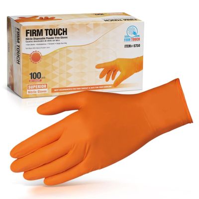 Glove Station Disposable Nitrile Gloves - 100-Count - Medical-Grade Non-Latex Gloves for Kitchen, Cleaning, and Cooking - Textured for Better Grip 5MM-S-Orange