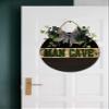 Man Cave Door Sign Home Decor Round Wood Wreaths Wall Hanging Sign Farmhouse Porch Sign Front Door Decoration for Housewarming Gift All Seasons Holiday,11In view 3