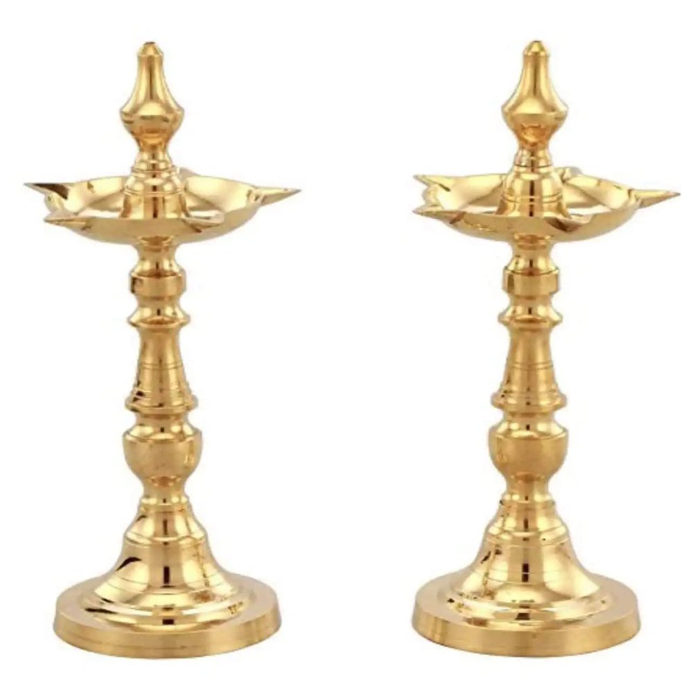 Anjali Enterprises Brass Traditional Oil,Ghee Diya, Deepak, Lamp Designer Long Diyas for Home, Pooja Room, Pancharti | Panchmukhi Pital Diya for Puja, Decoration, Aarti, Diwali.Pack of 2 Pieces