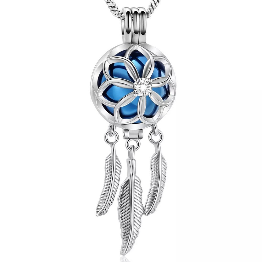 SHEIL Cremation Urn Necklace for Human/Animal Ashes, Stainless Steel Cremation Jewelry Engraving Inner Ball Hold More Ashes,2