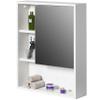 Basicwise Wall Mount Bathroom Mirrored Storage Cabinet with Open Shelf | 2 Adjustable Shelves Medicine Organizer Storage Furniture for Bathrooms, Kitchens, and Laundry Room (White) view 1